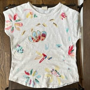 Zara Kids White Floral Embroidered Top